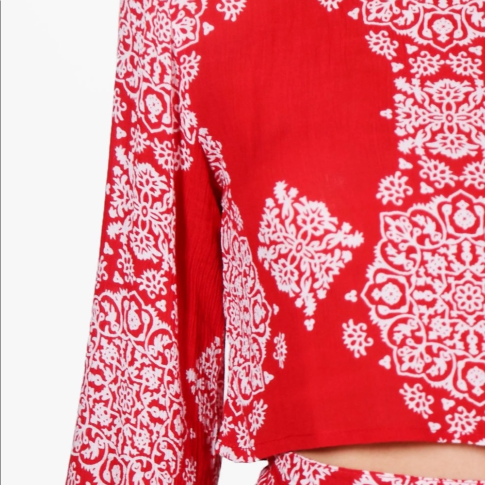 Boohoo Red Tribal Print Shorts Co-Ords Set - Picture 8 of 8